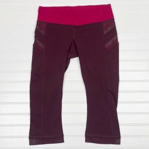 Lululemon Illumina Cropped Leggings Size 8 Womens Burgundy Yoga Pants
